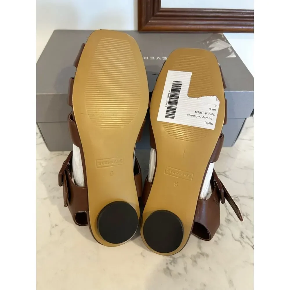 Everlane The Day Fisherman‎ Sandal Rum Brown Leather Strappy Shoe Size 6